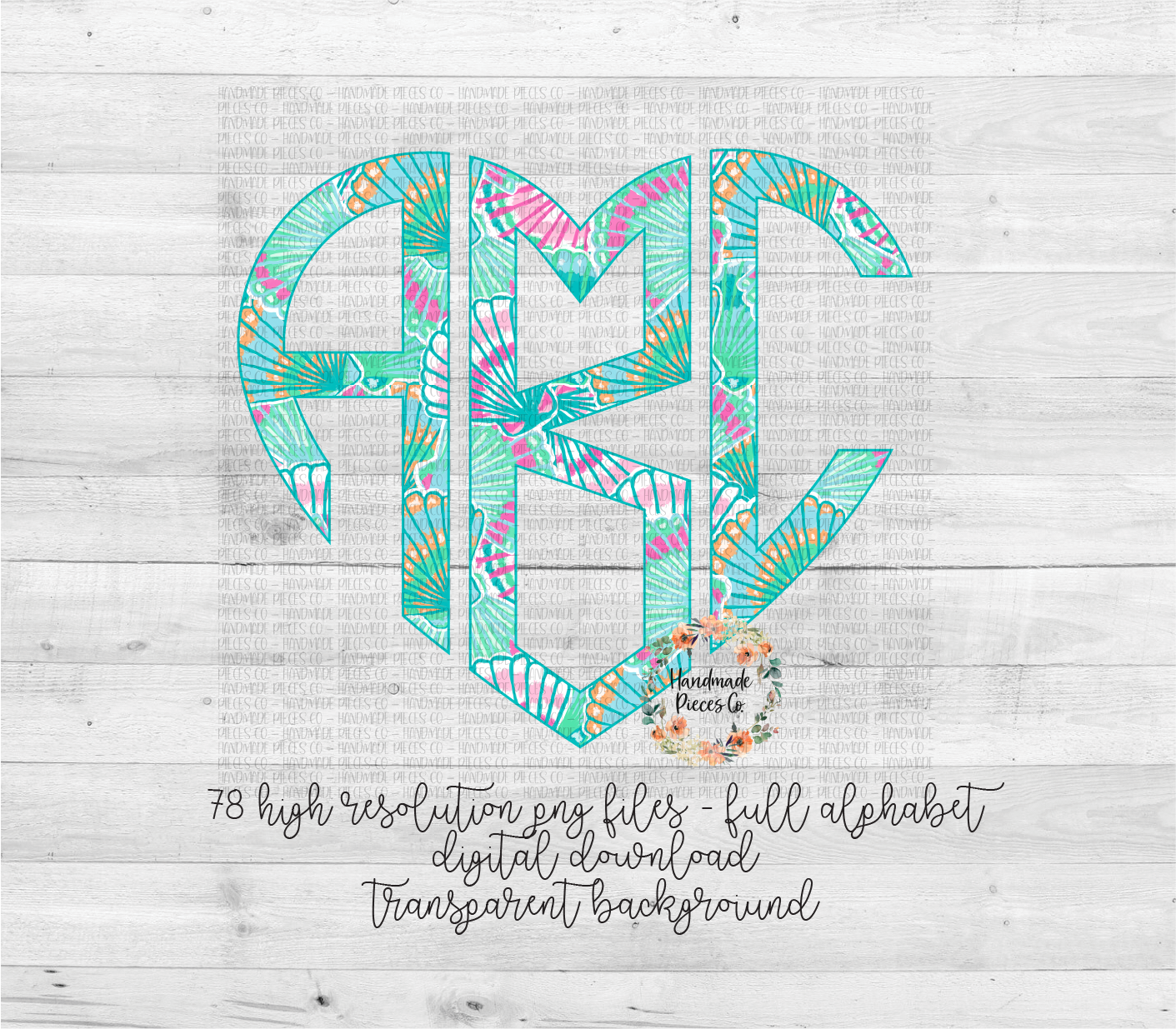 Seashell Monogram, Version 2 - Multiple Styles - Digital Download