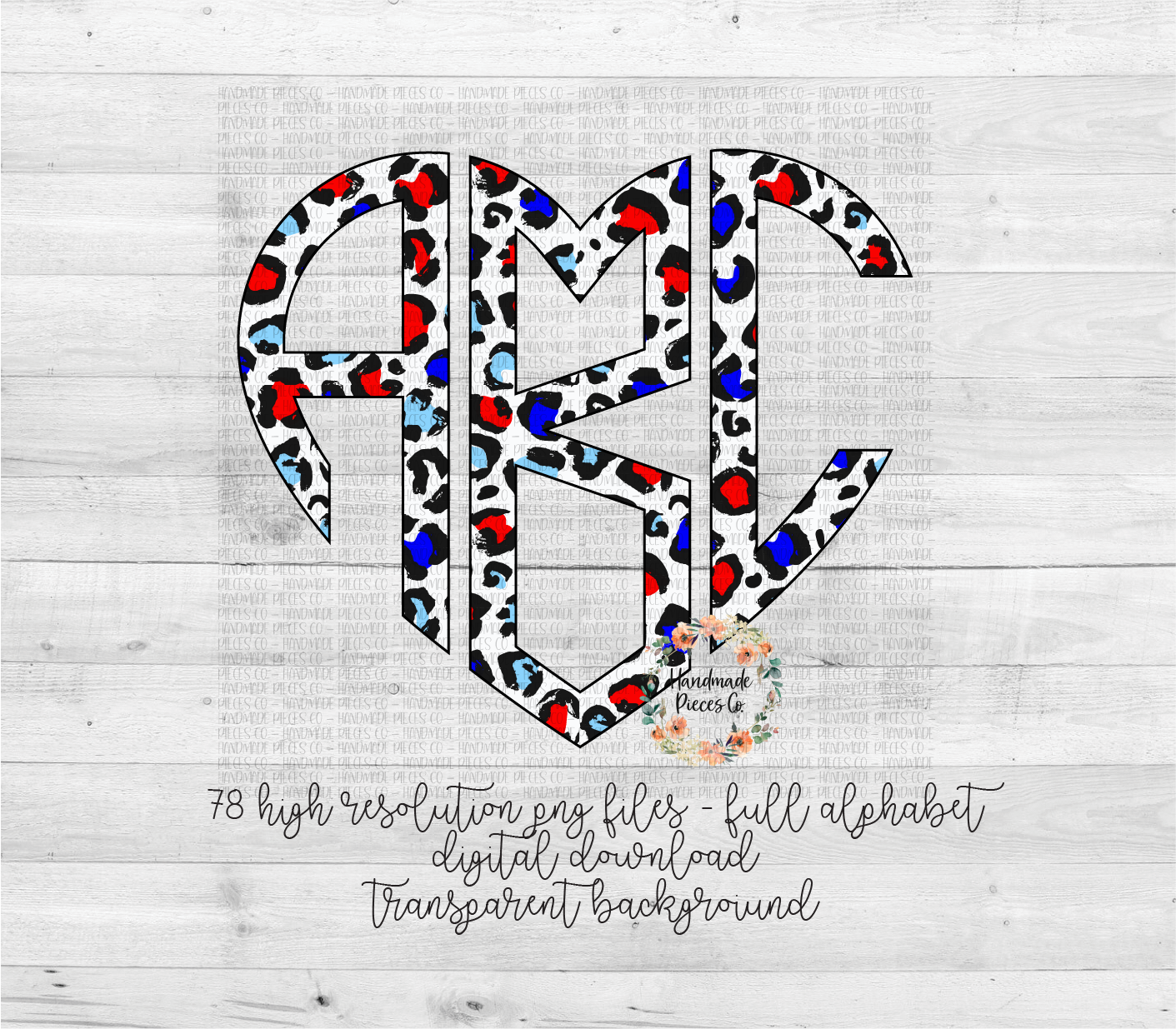 Leopard Monogram, Patriotic Version 2 - Multiple Styles - Digital Download