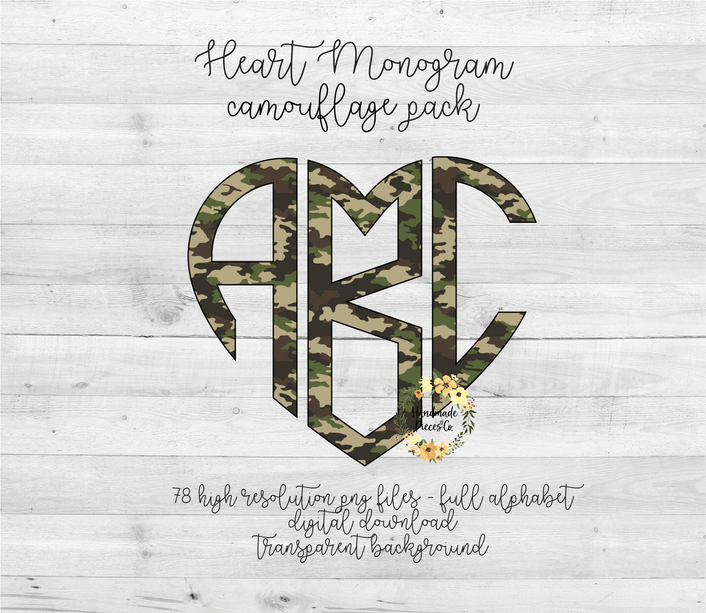 Camouflage 1 Monogram - Multiple Styles - Digital Download