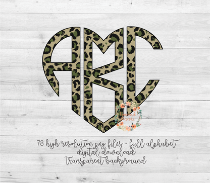 Leopard Camo Monogram - Multiple Styles - Digital Download