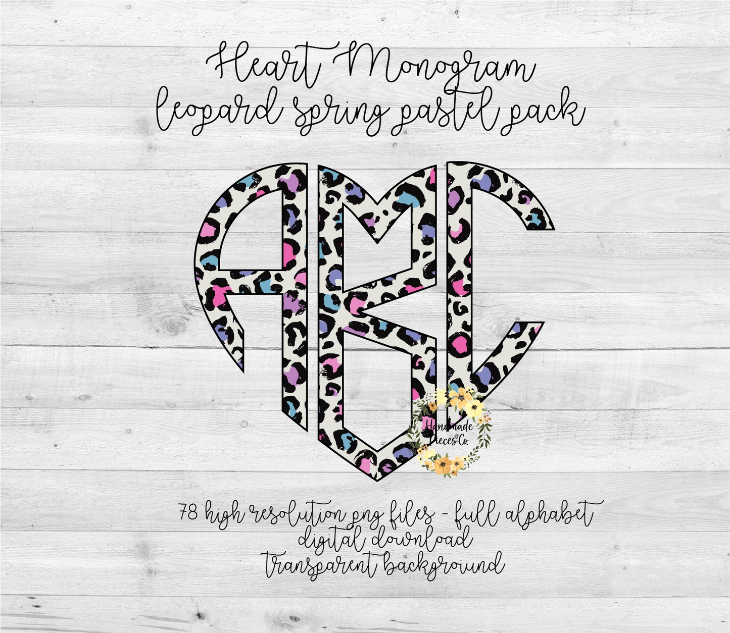 Leopard, Spring Pastel Monogram - Multiple Styles - Digital Download