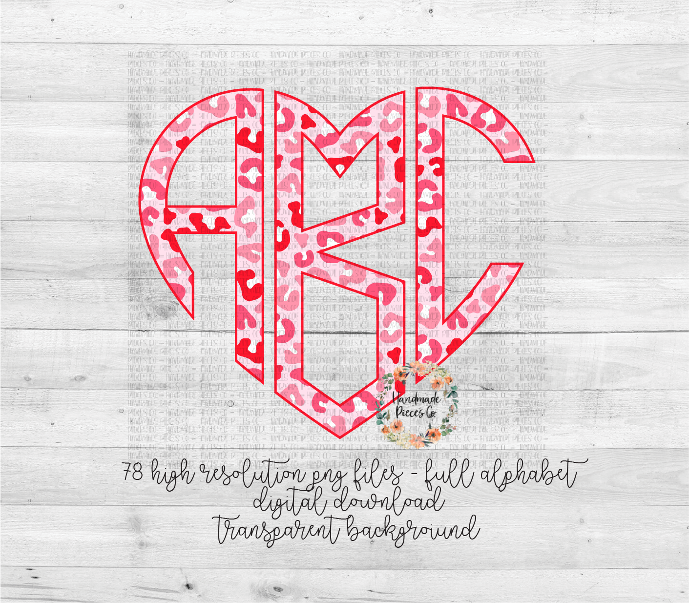 Leopard, Pink Shades Version 2 Monogram - Multiple Styles - Digital Download