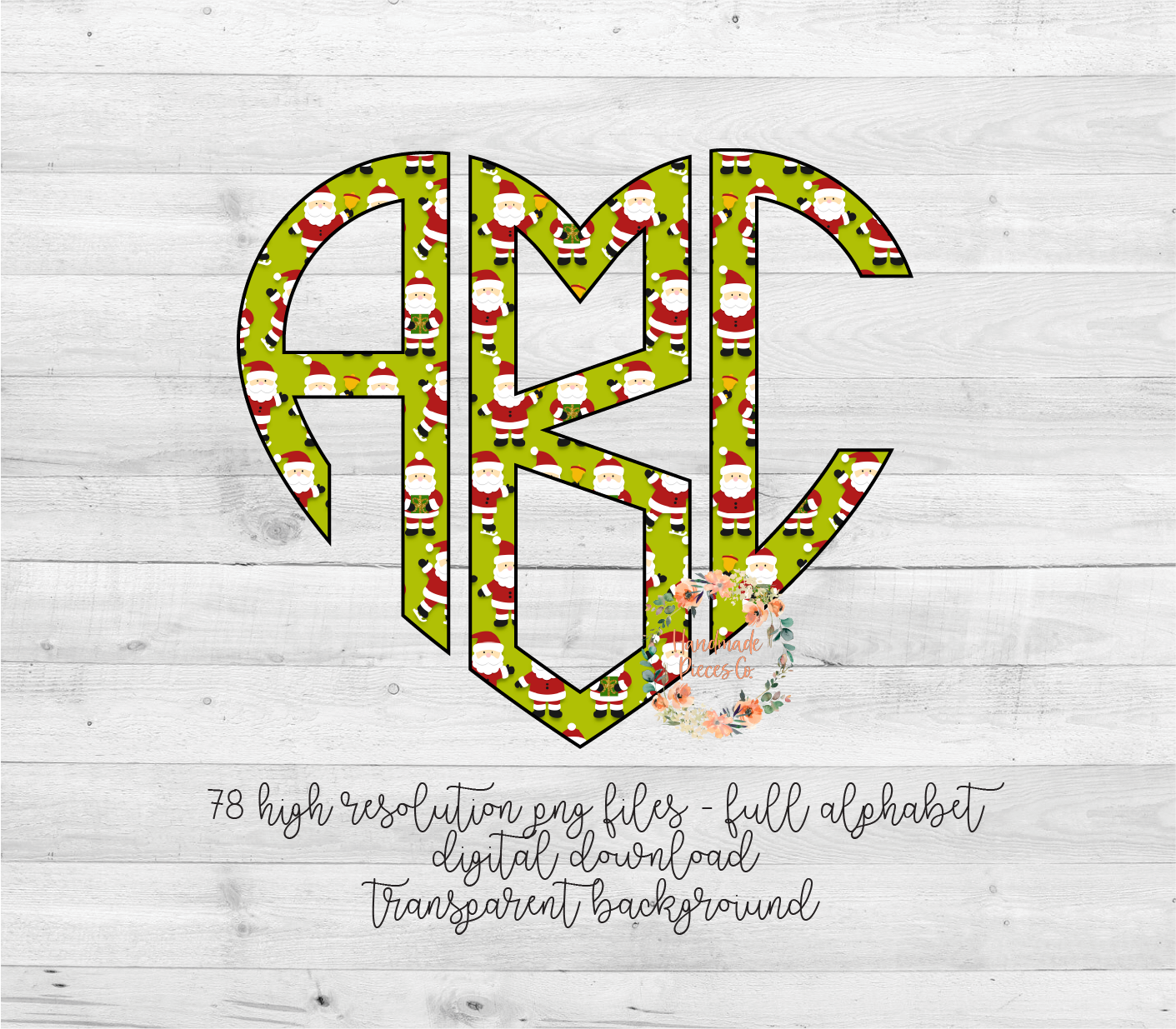 Christmas Santa Monogram - Multiple Styles - Digital Download