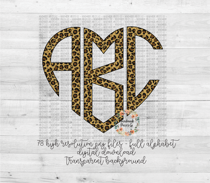 Leopard Monogram, Small Print - Multiple Styles - Digital Download