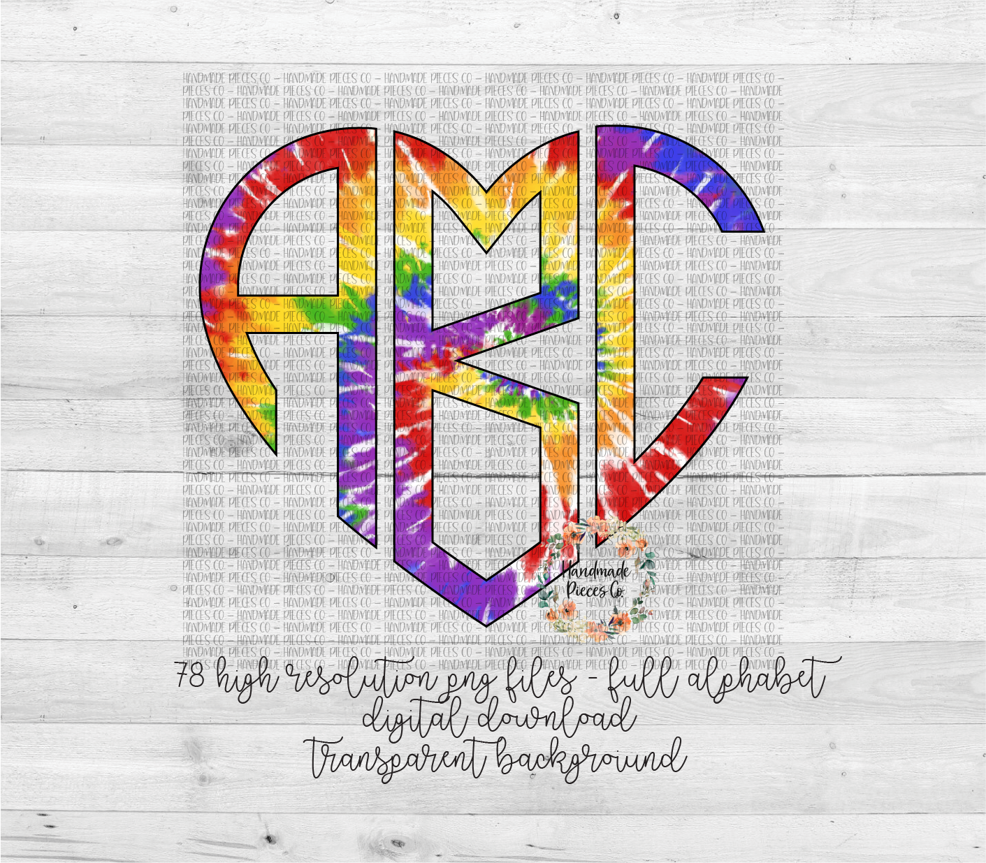 Tie Dye Monogram, Version 3 - Multiple Styles - Digital Download