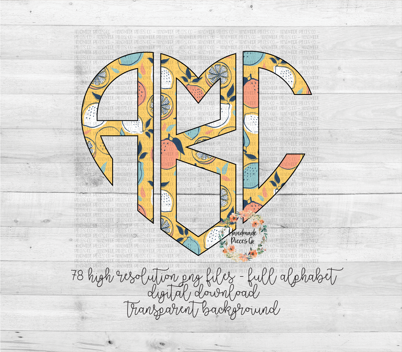 Fruity Tropical Monogram - Multiple Styles - Digital Download