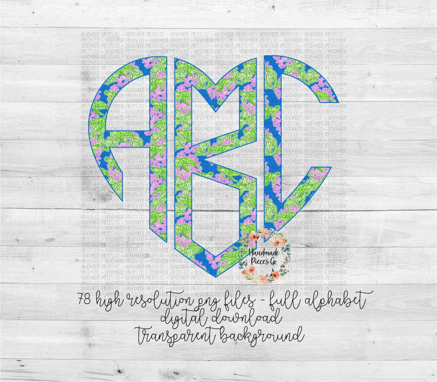 Sea Turtle Monogram - Multiple Styles - Digital Download