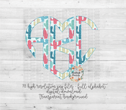 Cactus, Boho Monogram - Multiple Styles - Digital Download