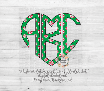 Peppermint Monogram, Green - Multiple Styles - Digital Download