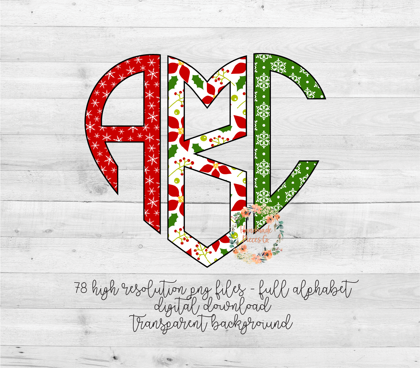 Christmas Trio Monogram - Multiple Styles - Digital Download