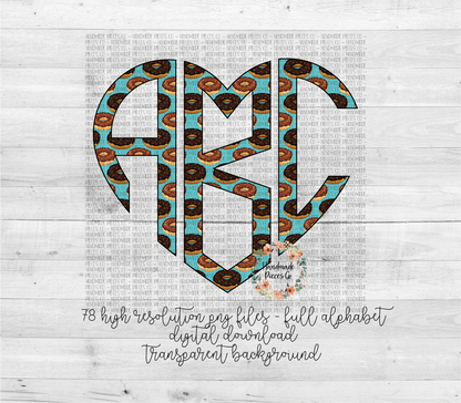 Donuts Monogram, 1 Small Print - Multiple Styles - Digital Download