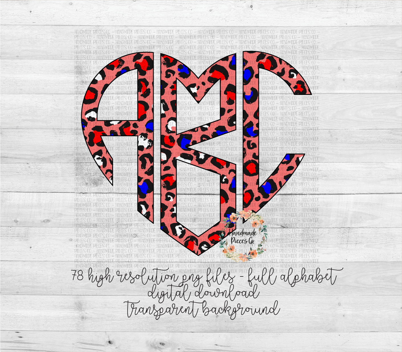 Leopard Monogram, Patriotic Version 1 - Multiple Styles - Digital Download