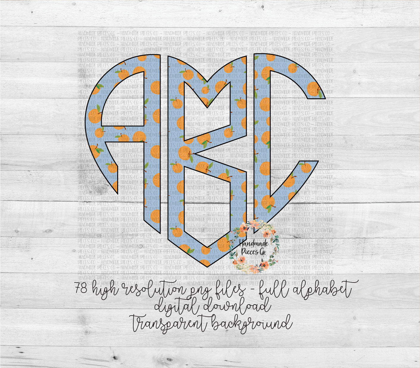 Peach Monogram - Multiple Styles - Digital Download