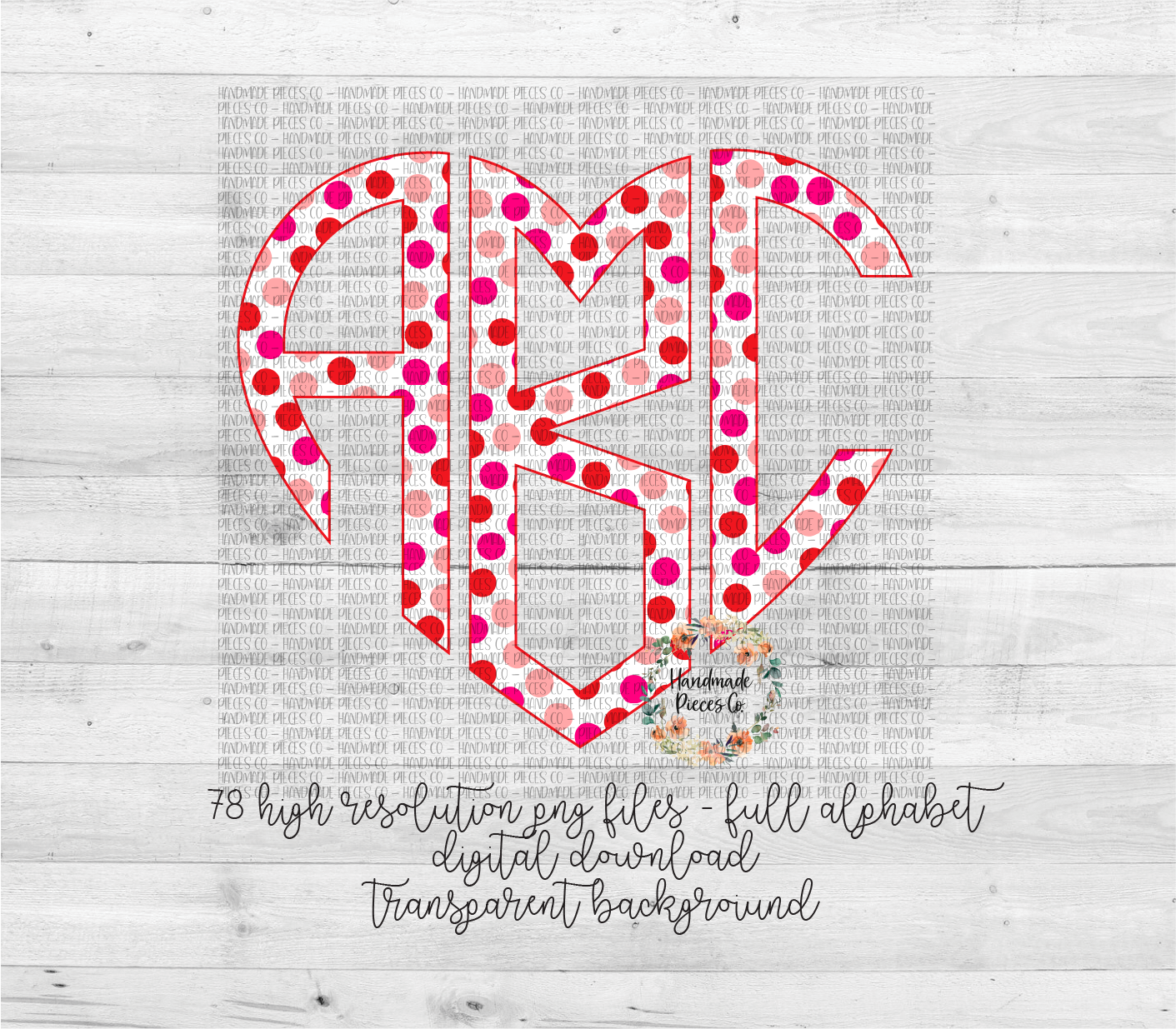 Valentine's Day, Polka Dot Monogram - Multiple Styles - Digital Download