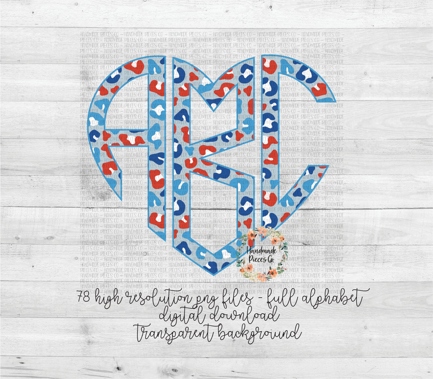 Patriotic Leopard Monogram, Version 1 - Multiple Styles - Digital Download