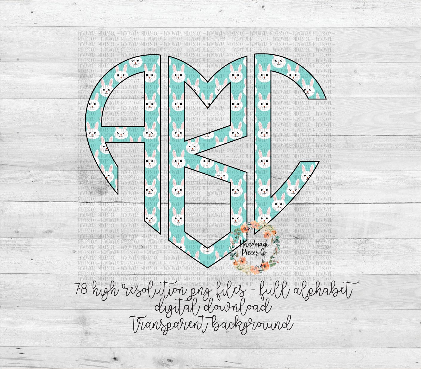 Easter Monogram, Blue Bunny - Multiple Styles - Digital Download