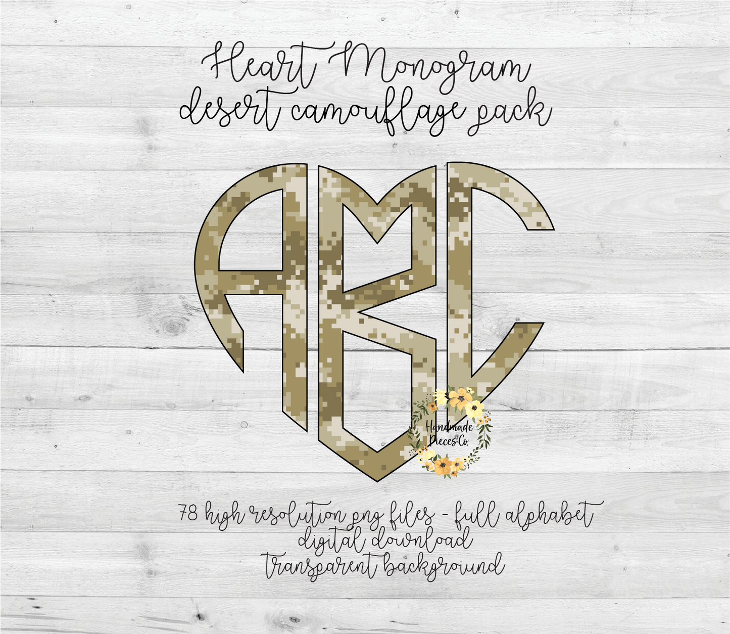 Camouflage, Desert Monogram - Multiple Styles - Digital Download