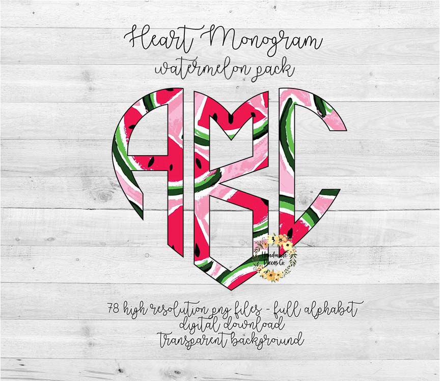 Watermelon Monogram - Multiple Styles - Digital Download