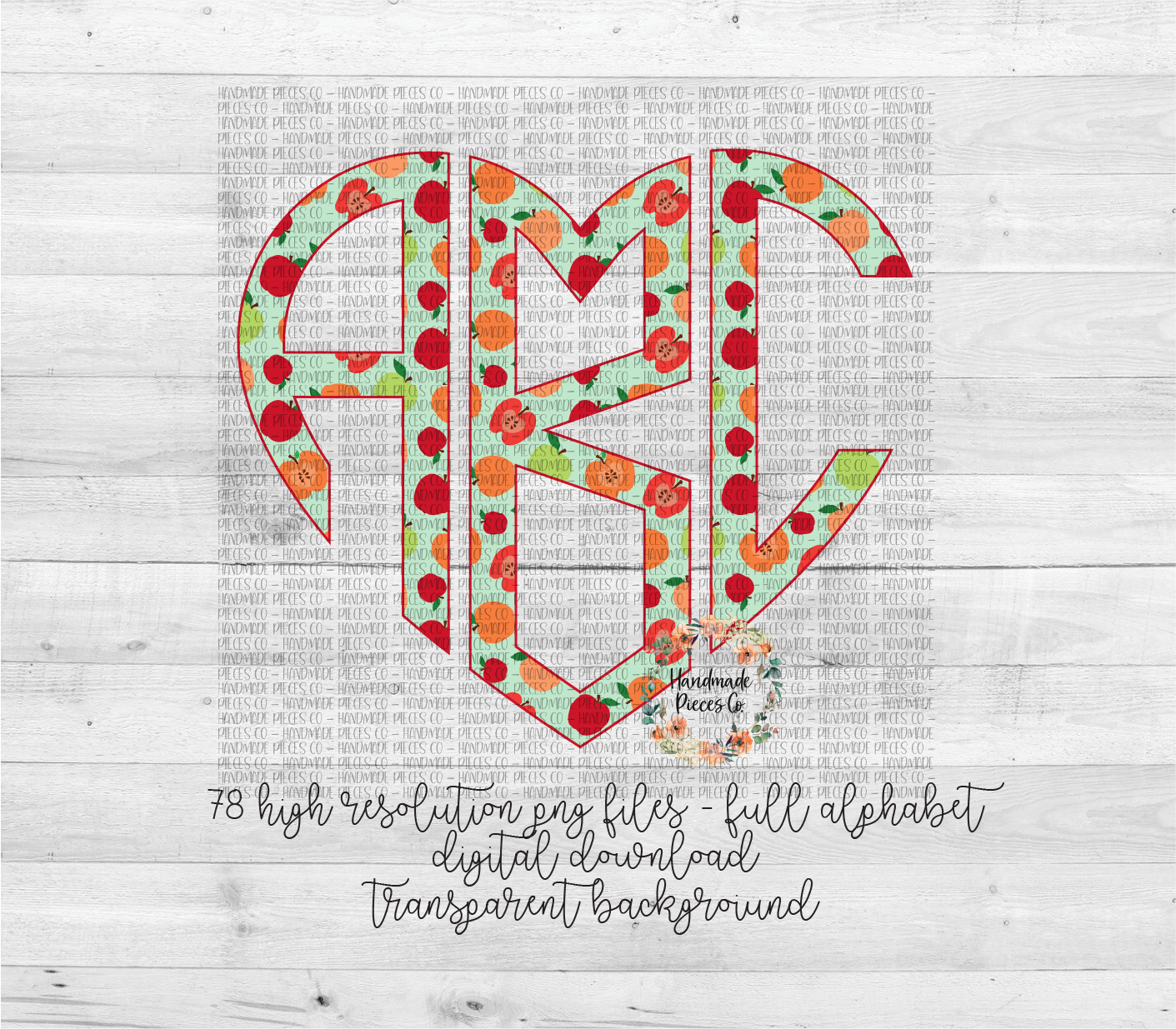 Apple Monogram, Multi Color - Multiple Styles - Digital Download