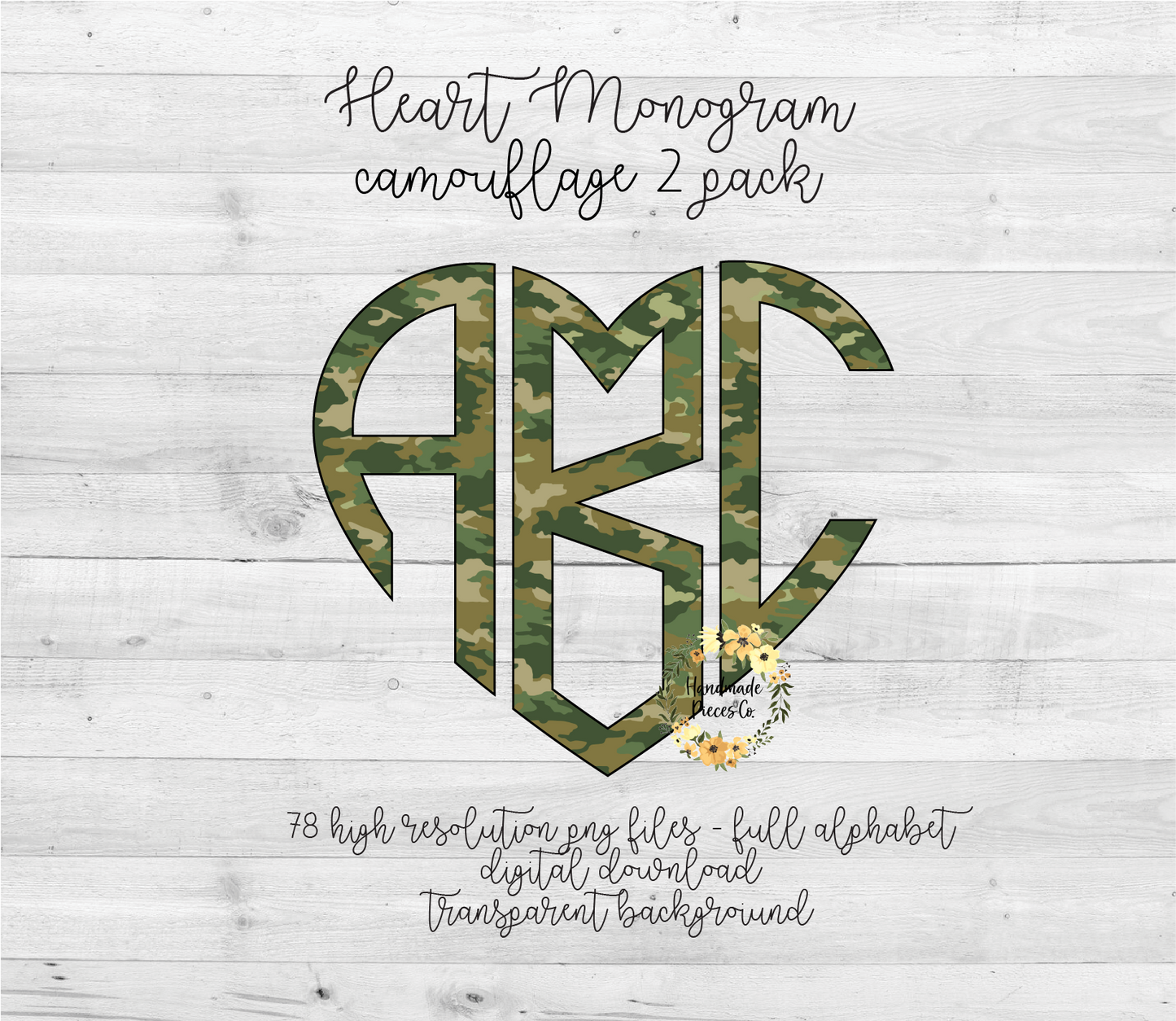 Camouflage 2 Monogram - Multiple Styles - Digital Download