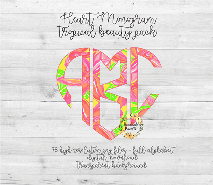 Tropical Beauty Monogram - Multiple Styles - Digital Download