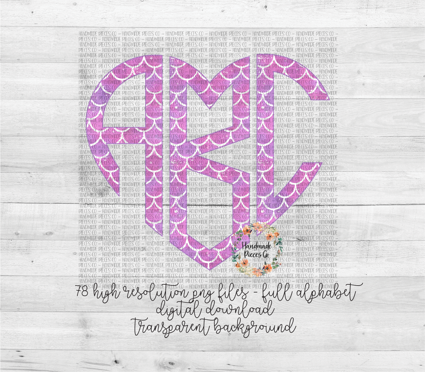 Mermaid, Pink Monogram - Multiple Styles - Digital Download