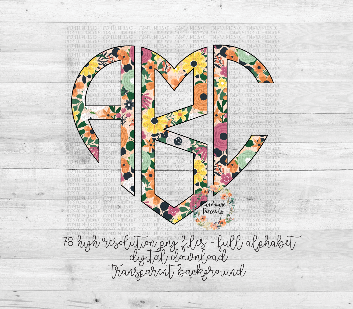 Fall Floral Monogram, Version 2 - Multiple Styles - Digital Download