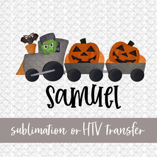 Halloween Train with Name in Black - Sublimation or HTV Transfer