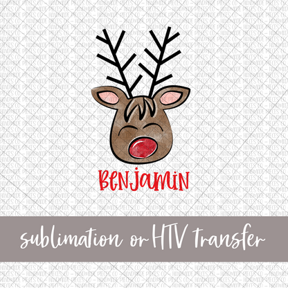 Reindeer, Boy - Name Optional - Sublimation or HTV Transfer