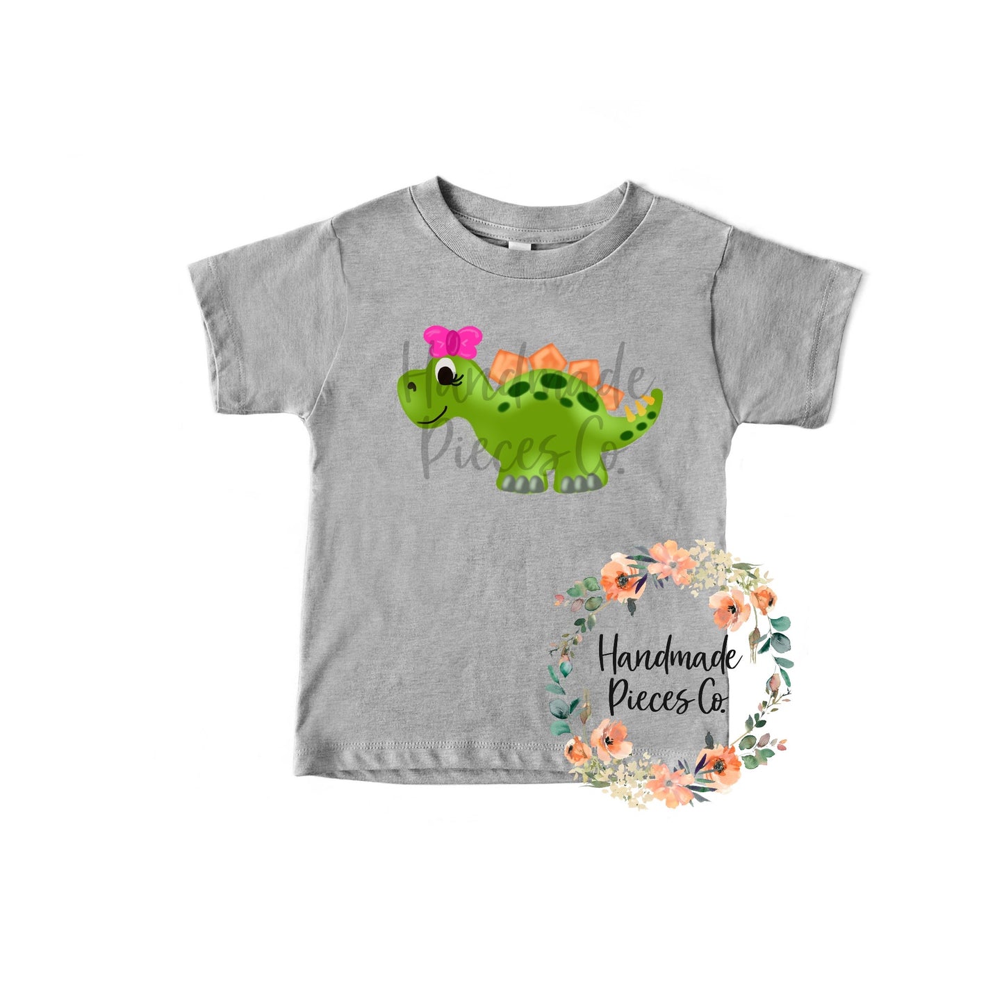 Stegosaurus Dinosaur, Green with Bow - Sublimation or HTV Transfer