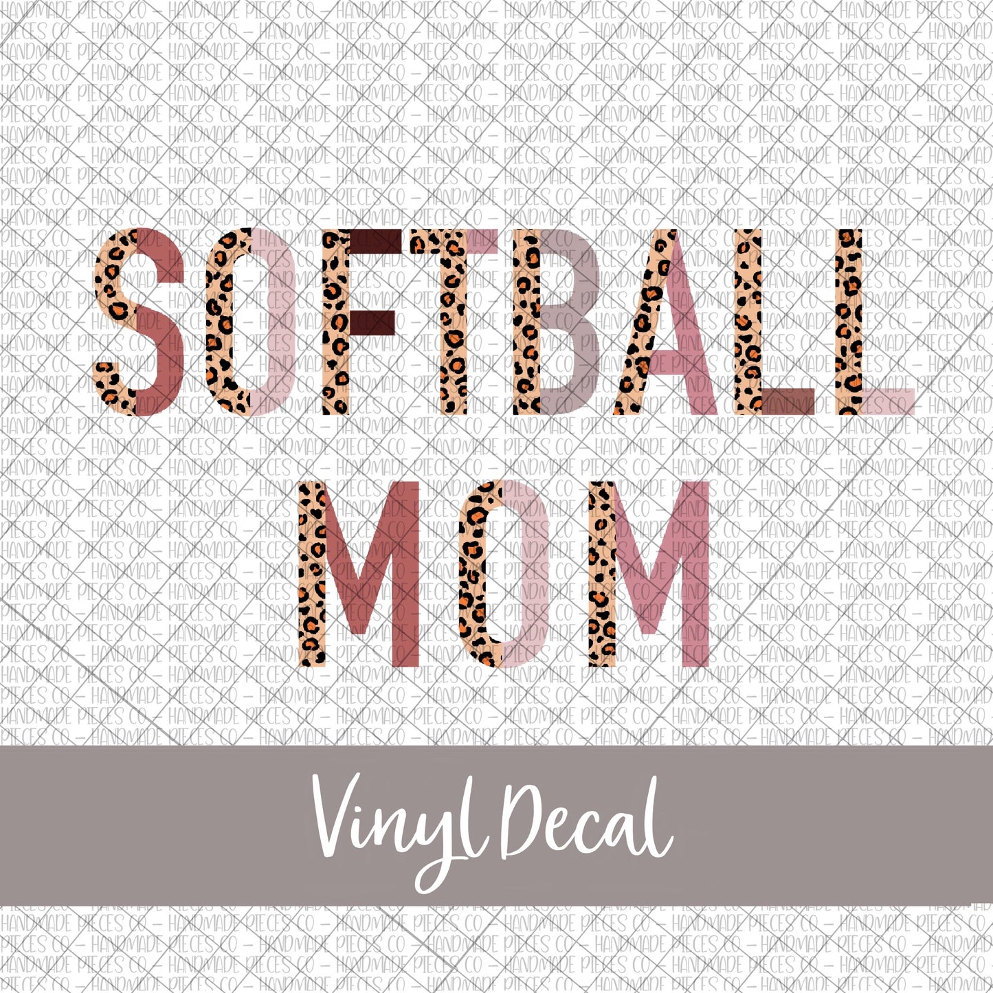 Softball Mom Vinyl Decal, Leopard and Boho