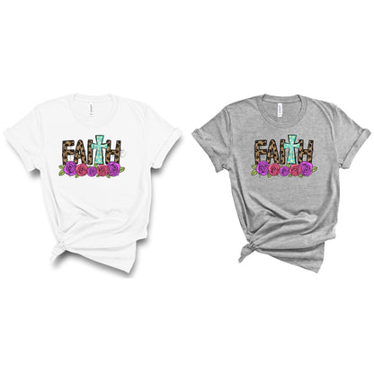 Faith, Floral with Cross - Sublimation or HTV Transfer