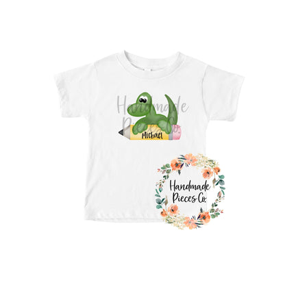 Dinosaur, Pencil - Name Optional - Sublimation or HTV Transfer