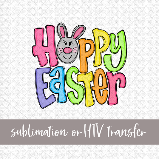 Hoppy Easter, Easter Bunny - Pink - Sublimation or HTV Transfer