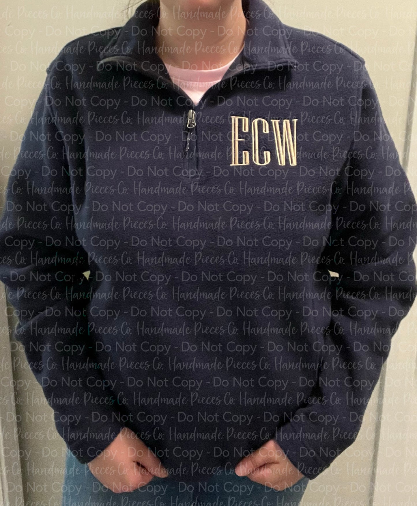 Monogram/Small Text Embroidered QuaterZip Fleece