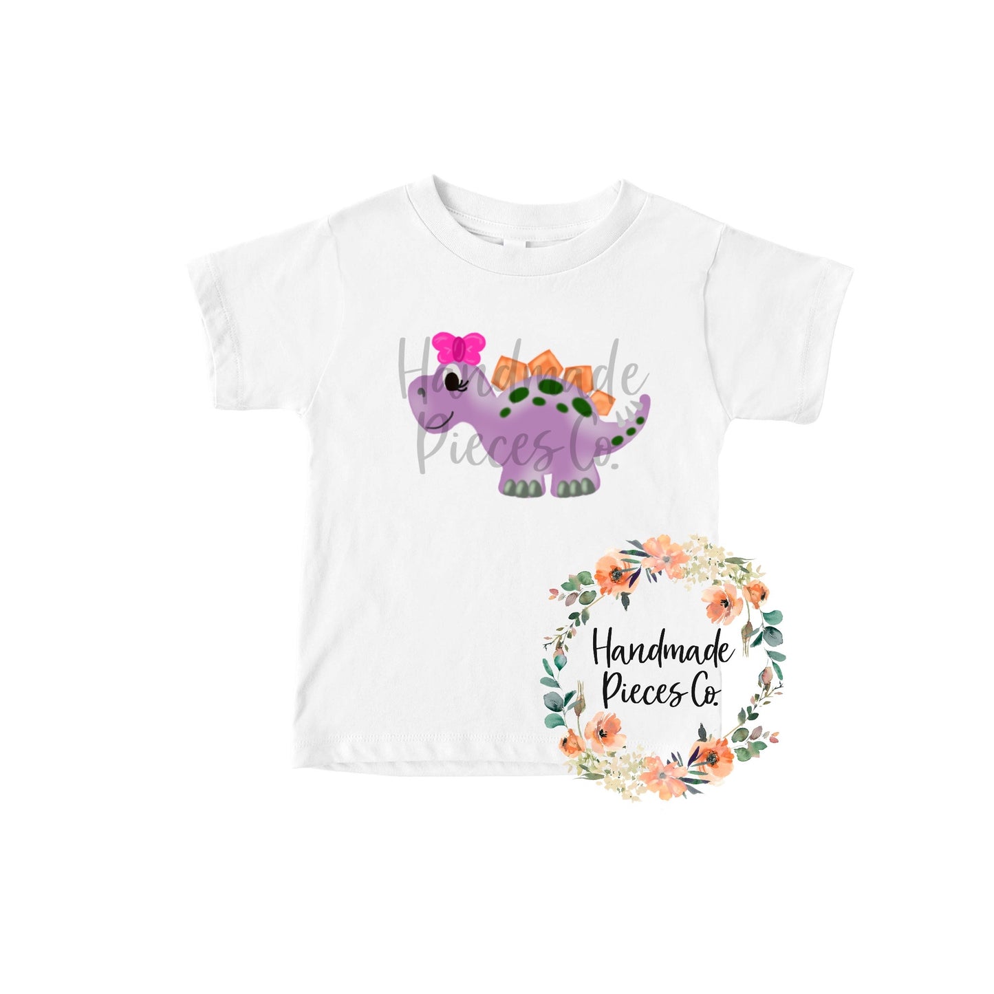 Stegosaurus Dinosaur, Purple with Bow - Sublimation or HTV Transfer