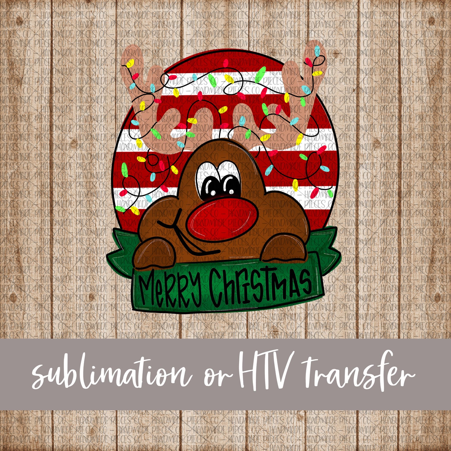 Rudolph, Merry Christmas - Sublimation or HTV Transfer