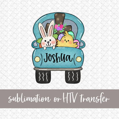 Easter Truck - Name Optional - Sublimation or HTV Transfer