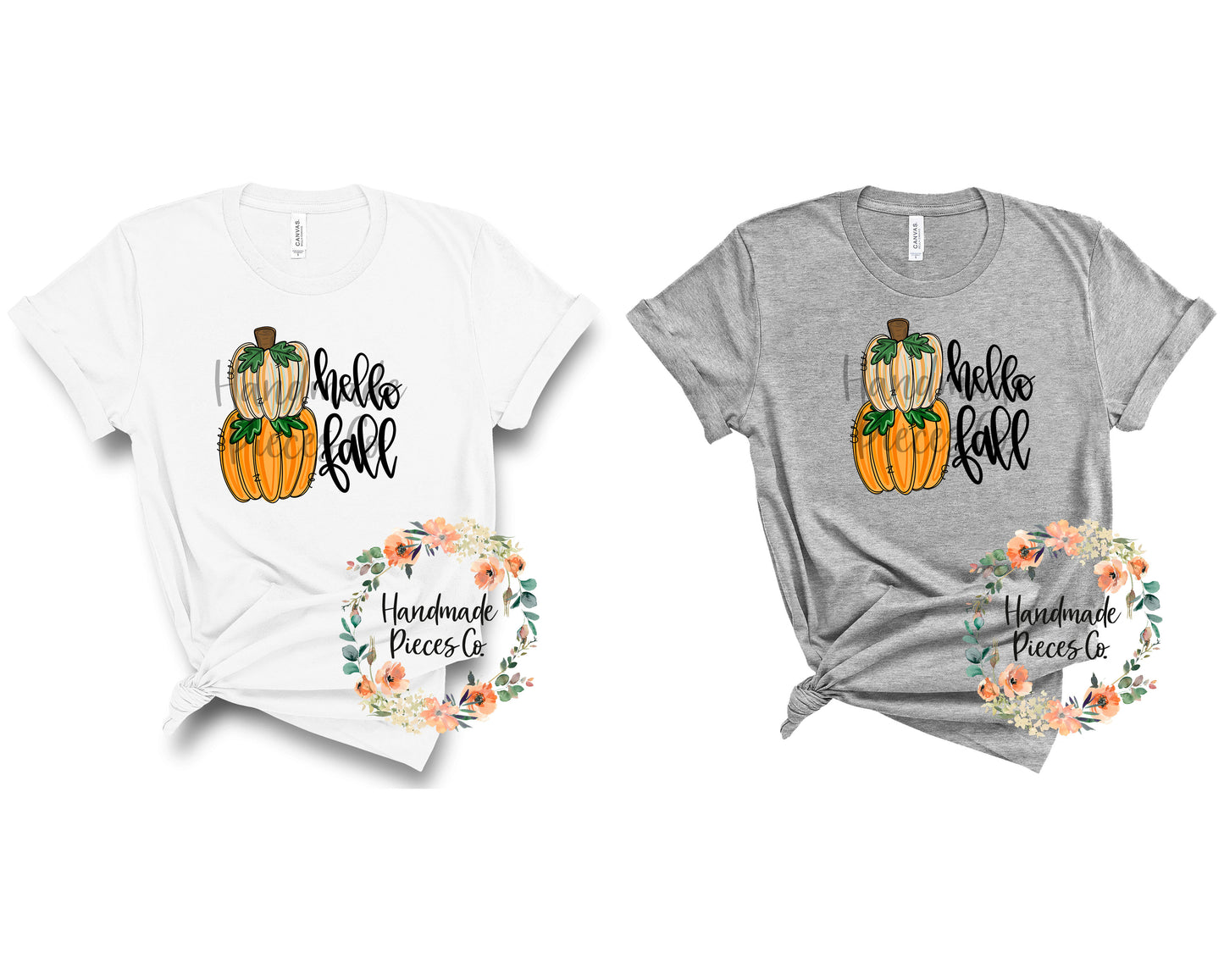 Hello Fall, Pumpkin Duo Stacked - Sublimation or HTV Transfer