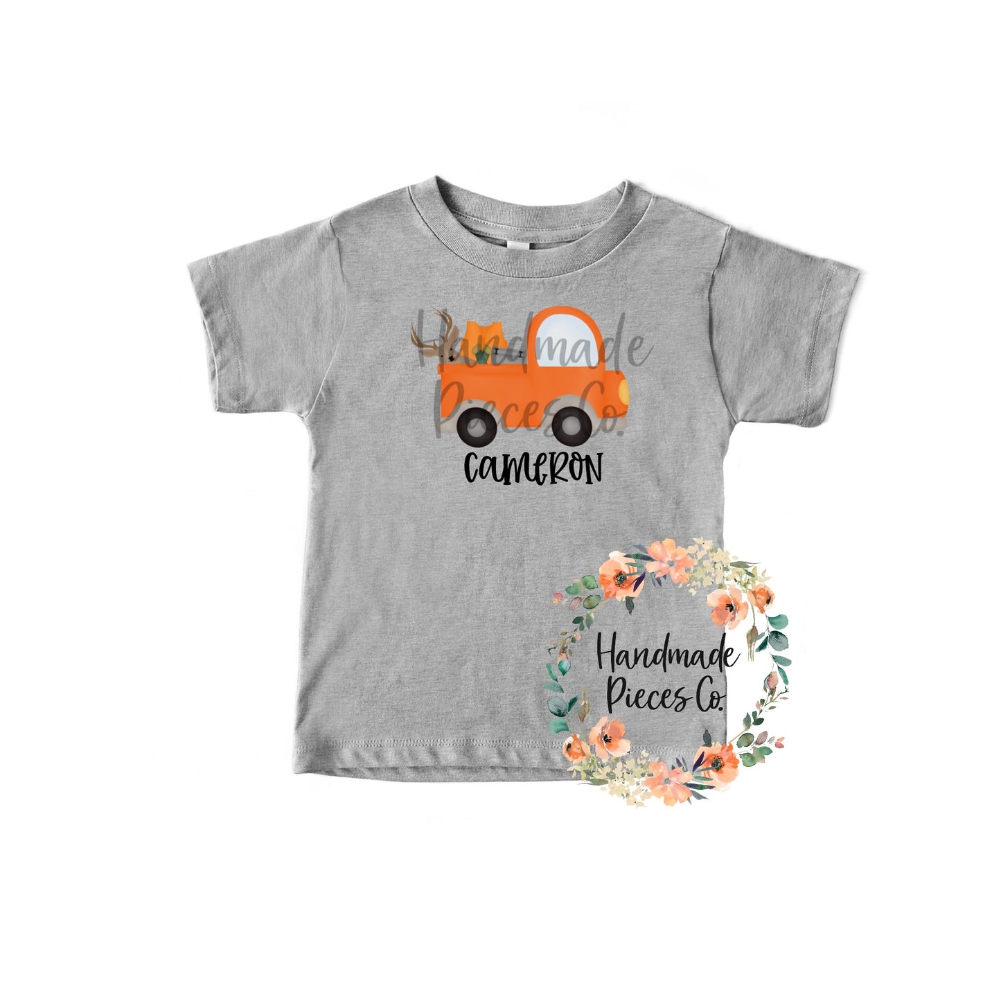 Hunting Pickup, Orange with Deer - Name Optional - Sublimation or HTV Transfer