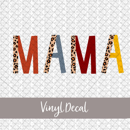 Mama Vinyl Decal, Leopard and Boho - Version 1