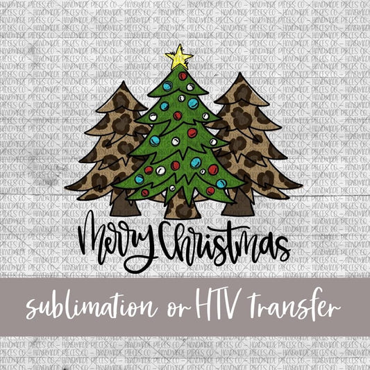 Merry Christmas, Christmas Tree Trio - Sublimation or HTV Transfer