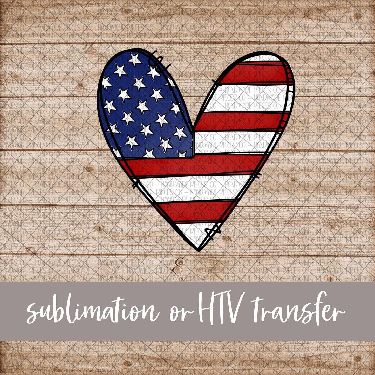 Patriotic Heart - Sublimation or HTV Transfer