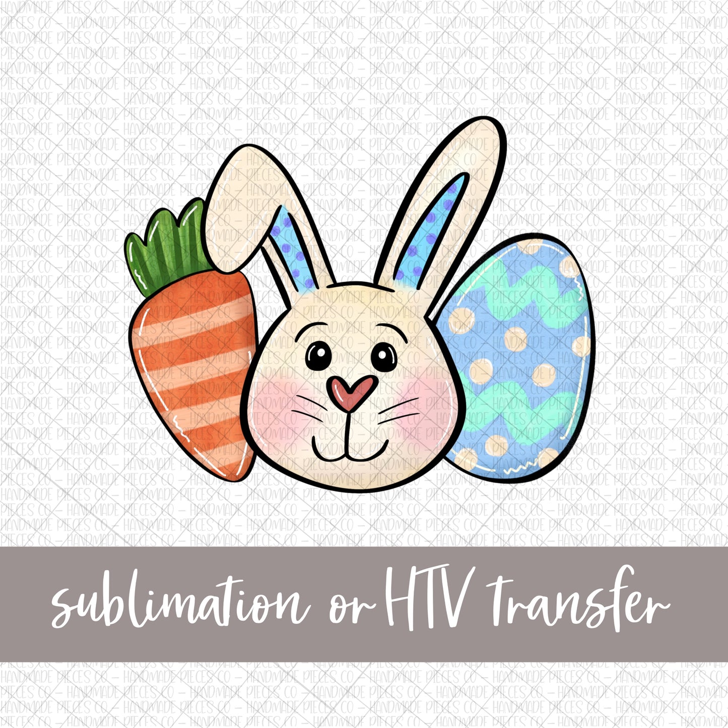 Carrot Bunny Egg Trio, Blue - Sublimation or HTV Transfer