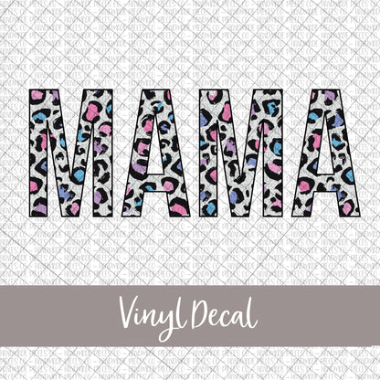 Mama Vinyl Decal, Leopard Spring Pastel