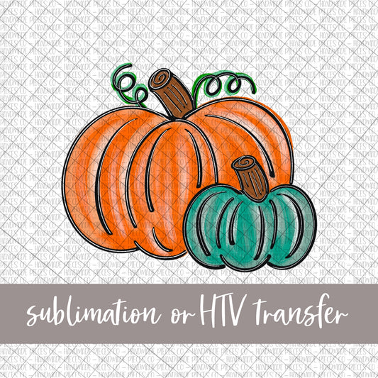 Pumpkins, Duo - Sublimation or HTV Transfer