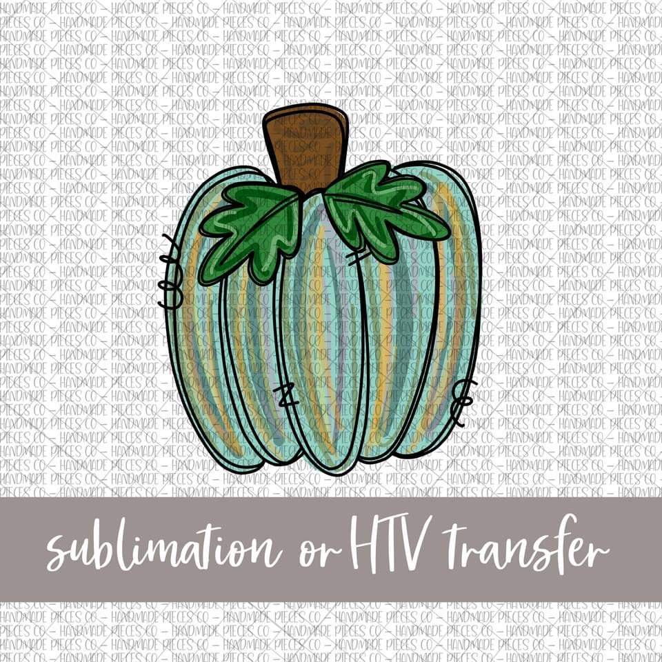 Pumpkin, Teal - Sublimation or HTV Transfer