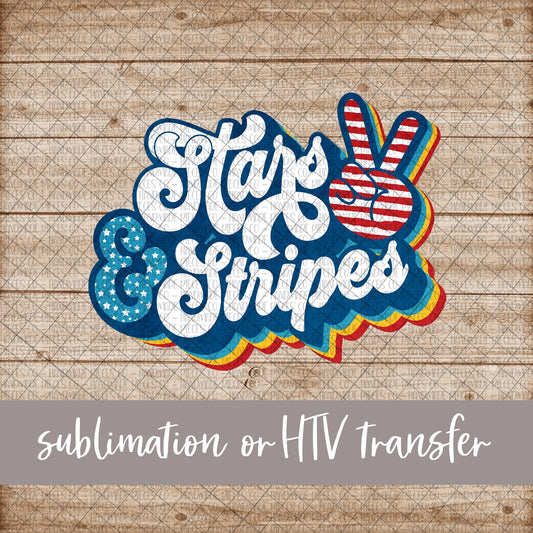 Stars and Stripes, Retro - Sublimation or HTV Transfer