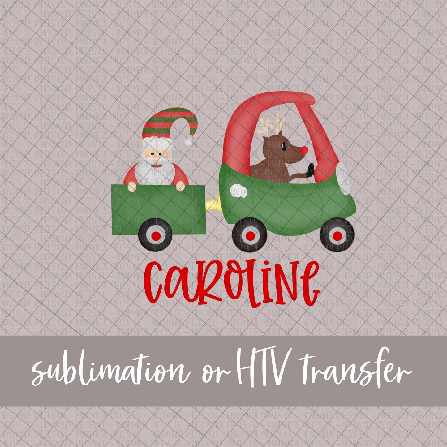 Reindeer Coupe with Santa - Name Optional - Sublimation or HTV Transfer