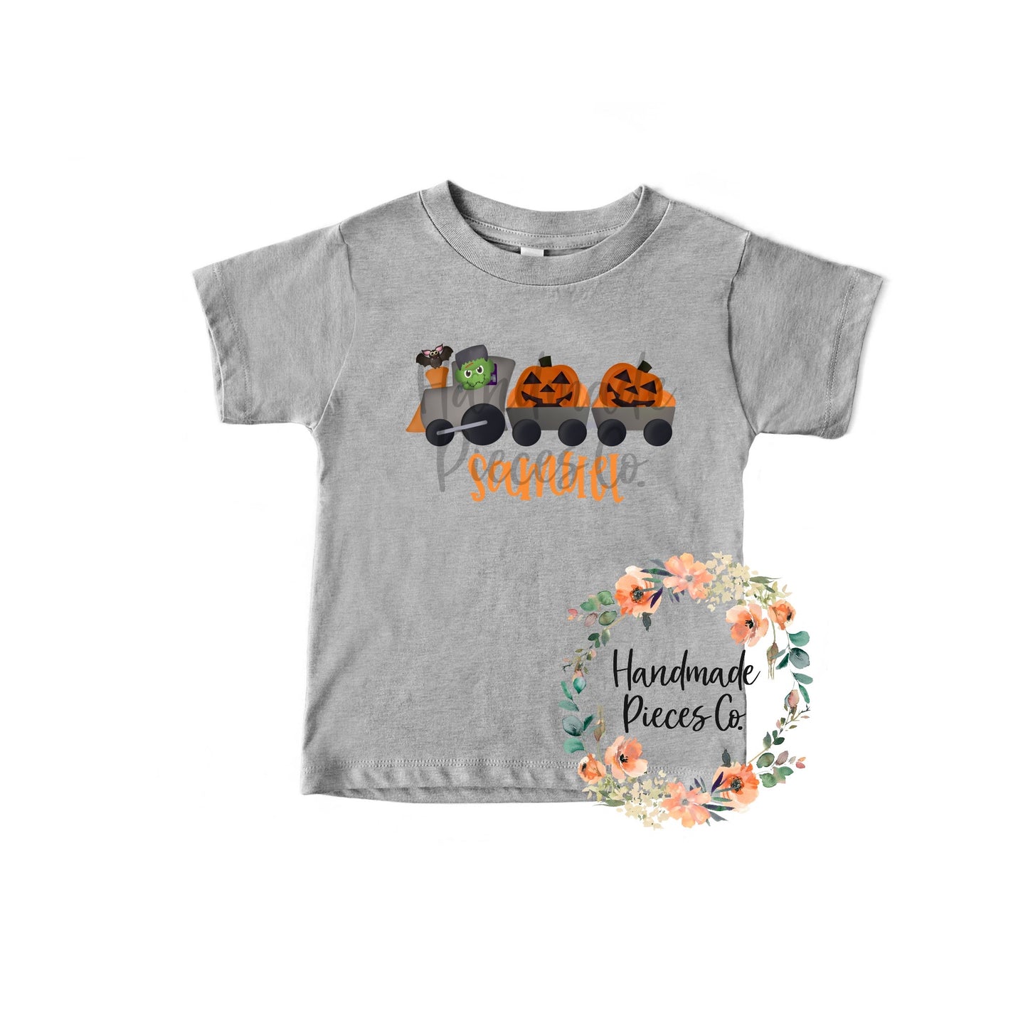 Halloween Train with Name in Orange - Sublimation or HTV Transfer